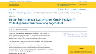 
                            2. Ist der Stromanbieter Systemstrom GmbH insolvent? Vorläufige ...