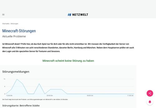 
                            7. Ist Minecraft down? - Aktuelle Störungen und Probleme - NETZWELT