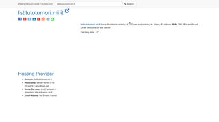 
                            11. Istitutotumori.mi.it Error Analysis (By Tools) - WebsiteSuccessTools.com