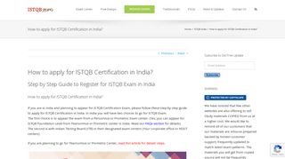 
                            7. ISTQB India - How to Apply for ISTQB Certification in India?