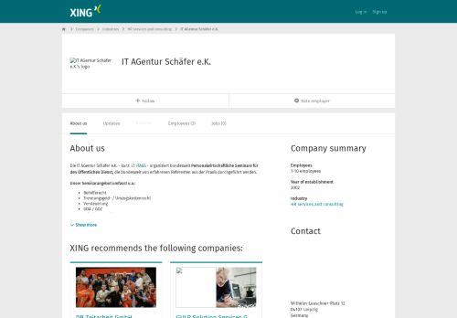 
                            11. IT AGentur Schäfer e.K. als Arbeitgeber | XING Unternehmen