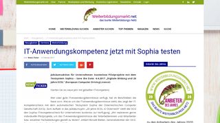 
                            11. IT-Anwendungskompetenz jetzt mit Sophia testen • News