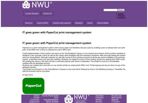 
                            3. IT goes green with PaperCut print management system | NWU | North ...