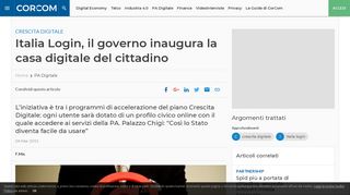 
                            12. Italia Login, il governo inaugura la casa digitale del cittadino - CorCom