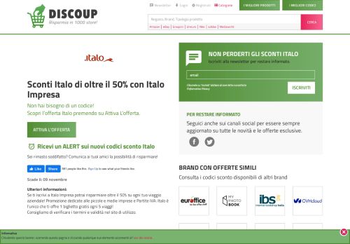 
                            7. Italo: Sconti del 50% con Italo Impresa | Scade il 06 marzo 2019