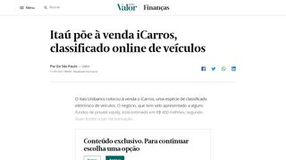 
                            13. Itaú põe à venda iCarros, classificado online de veículos | Valor ...