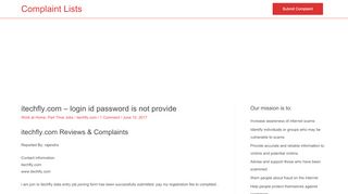 
                            4. itechfly.com - login id password is not provide - Consumer Complaints