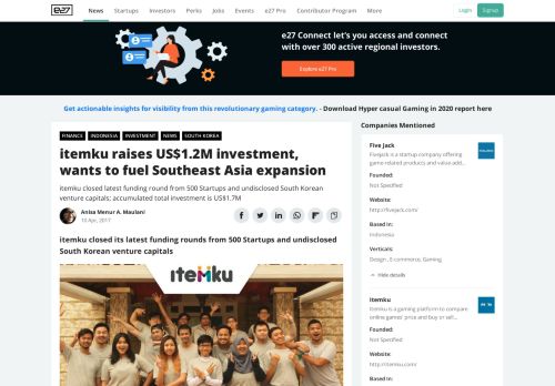 
                            8. itemku raises US$1.2M investment, wants to fuel Southeast Asia ... - e27