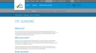 
                            6. ITF Juniors | Juniors | Tournaments | Tennis Australia