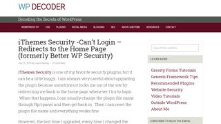 
                            6. iThemes Security -Can't Login – Redirects to the Home Page (formerly ...