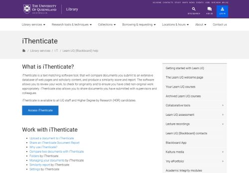 
                            11. iThenticate - Library - University of Queensland