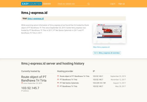 
                            8. Itms.j-express.id server and hosting history