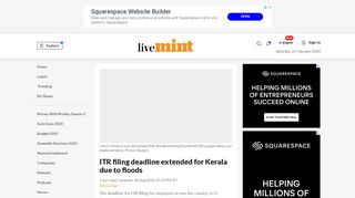 
                            12. ITR filing deadline extended for Kerala due to floods - Livemint