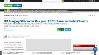 
                            13. ITR filing up 50% so far this year: CBDT chairman Sushil Chandra ...