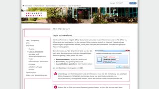 
                            12. ITS-Handbuch: Login in SharePoint - Uni Kassel