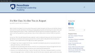 
                            12. It's Not Ciao, It's See You in August | Penn State - Presidential ...