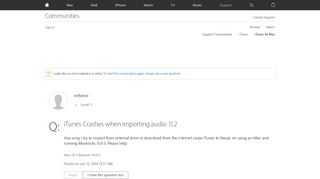 
                            4. iTunes Crashes when importing audio 11.2 - Apple Community - Apple ...