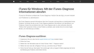 
                            6. iTunes für Windows: Mit der iTunes-Diagnose Informationen abrufen ...