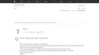 
                            2. Itunes keeps asking for password. - Apple Community - Apple ...