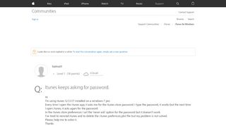 
                            5. Itunes keeps asking for password. - Apple Community - Apple ...