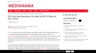 
                            8. ITZ Cash Asks Franchisees To Abide By IRCTC Rules Or Face Action ...
