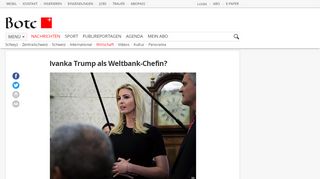 
                            11. Ivanka Trump als Weltbank-Chefin? | Wirtschaft | Bote der Urschweiz