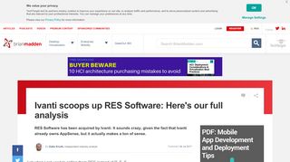 
                            11. Ivanti scoops up RES Software: Here's our full analysis