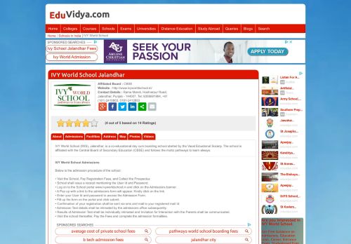 
                            8. IVY World School Jalandhar Admissions, Address, Fees, Review