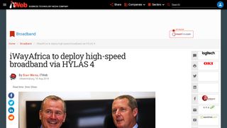 
                            13. iWayAfrica to deploy high-speed broadband via HYLAS 4 | ITWeb