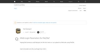 
                            4. iWeb Login Parameters for FileZilla? - Apple Community