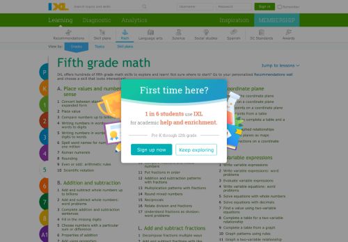 
                            12. IXL | Learn 5th grade math