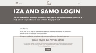
                            1. Iza and Samo Login - The Giving Pledge