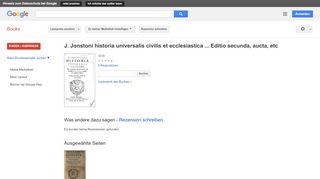 
                            10. J. Jonstoni historia universalis civilis et ecclesiastica ... Editio ...