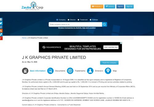 
                            10. J K GRAPHICS PRIVATE LIMITED - Company, directors and contact ...