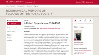 
                            10. J. Robert Oppenheimer, 1904-1967 | Biographical Memoirs of Fellows ...