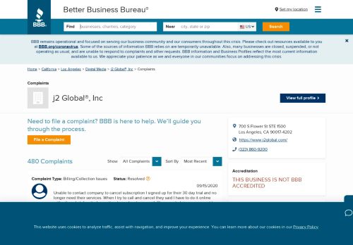 
                            13. j2 Cloud Services, LLC | Complaints | Better Business Bureau® Profile