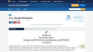 
                            3. J3.x: Google ReCaptcha - Joomla! Documentation