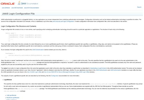 
                            6. JAAS Login Configuration File - Oracle Docs