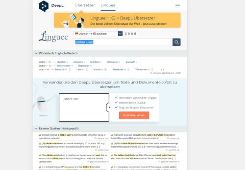 
                            8. Jabber user - Deutsch-Übersetzung – Linguee Wörterbuch