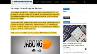 
                            3. Jabong Affiliate Program Review | IndianAffiliatePrograms.com