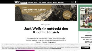 
                            13. Jack Wolfskin entdeckt den Kinofilm für sich | W&V