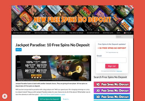 
                            3. Jackpot Paradise: 70 Free Spins! (5 No Deposit) - New Free Spins No ...