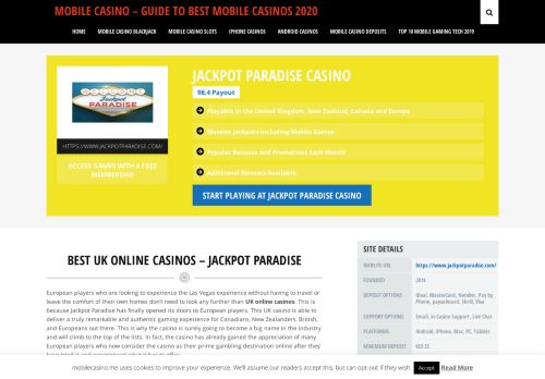 
                            5. Jackpot Paradise Casino Best in UK Online Casinos - Mobile Casino