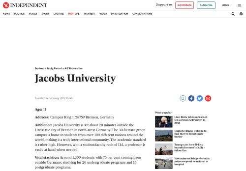 
                            9. Jacobs University | The Independent