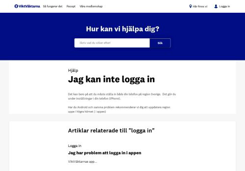 
                            7. Jag kan inte logga in - ViktVäktarna