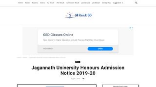 
                            11. Jagannath University Honours Admission Notice 2018-19 - All Result BD