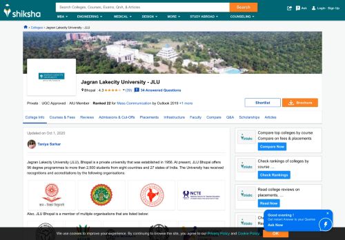 
                            11. Jagran Lakecity University - JLU, Bhopal - Courses, Placement ...