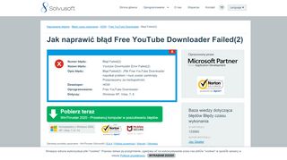 
                            3. Jak naprawić błąd Free YouTube Downloader Failed(2) - Solvusoft