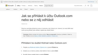 
                            3. Jak se přihlásit k účtu Outlook.com nebo se z něj odhlásit - Outlook