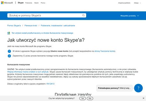 
                            9. Jak utworzyć nowe konto Skype'a? | Pomoc techniczna Skype